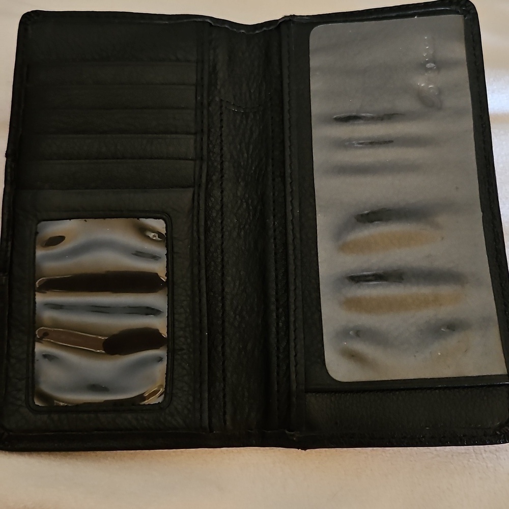 BRIGHTON Pretty Tough Black Leather Studded Checkbook Cardholder Wallet - Picture 12 of 14